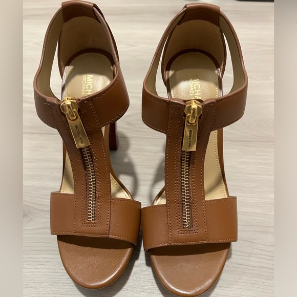 Michael kors zipper brown sandal heel size 5.5 - Picture 1 of 3